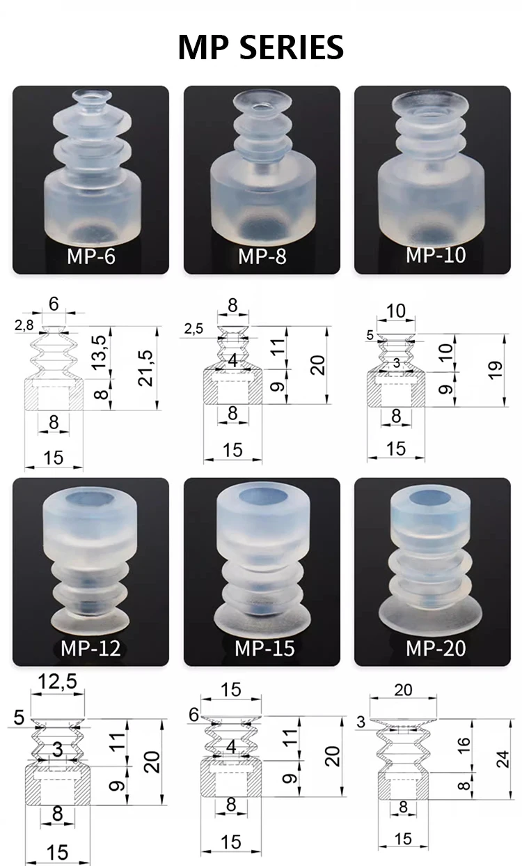 10pcs/lot Robotic Vacuum Suction Cup Three Layers MP-6 MP-8 MP-10 MP-12 MP-15 MP-20 MP-25 MP-30 MP-50