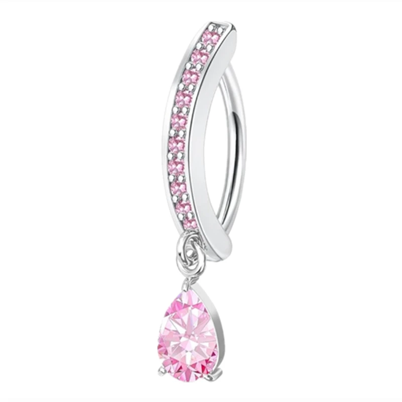 Stainless Steel Crystal Clicker Belly Button Ring
