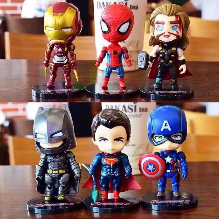 

In Stock Avengers Handmade Blind Box Doll Children'S Toy Iron Man Spider Man Model Baking Cake Decoration Boys Toys