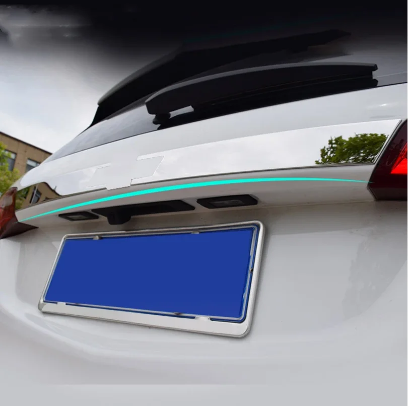 For Chevrolet Equinox 2017 2018 2019 2020 Accessories Rear Trunk Tailgate Door Tail Cover Trim Mouldings Bottom Panel Bezel Cove view 2