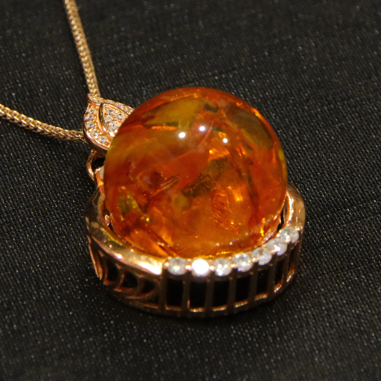 قلادة كهرمان من الفضة النقية مقاس 18 ملم مع انسدادات نباتية طبيعية مجوهرات فاخرة مخرمة ملكية عتيقة #4