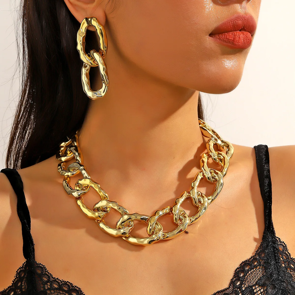 

Acrylic Necklace Earrings Set Decorative Elements Featuring Exaggerated Single-layer Leopard Print Necklace