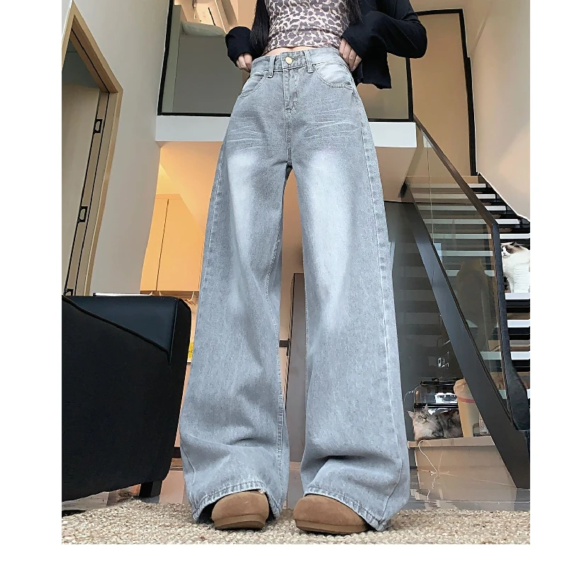 New Autumn Early Dad Harold Denim Jeans Guangzhou Xintang High Waist Wide Leg Pants Vintage Style High Quality Women's Jeans