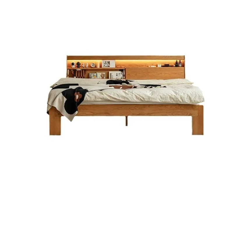 

Nordic solid wood bed Cherry wood small apartment 1.5m household Japanese 1.8m master bedroom with light pier pier bed