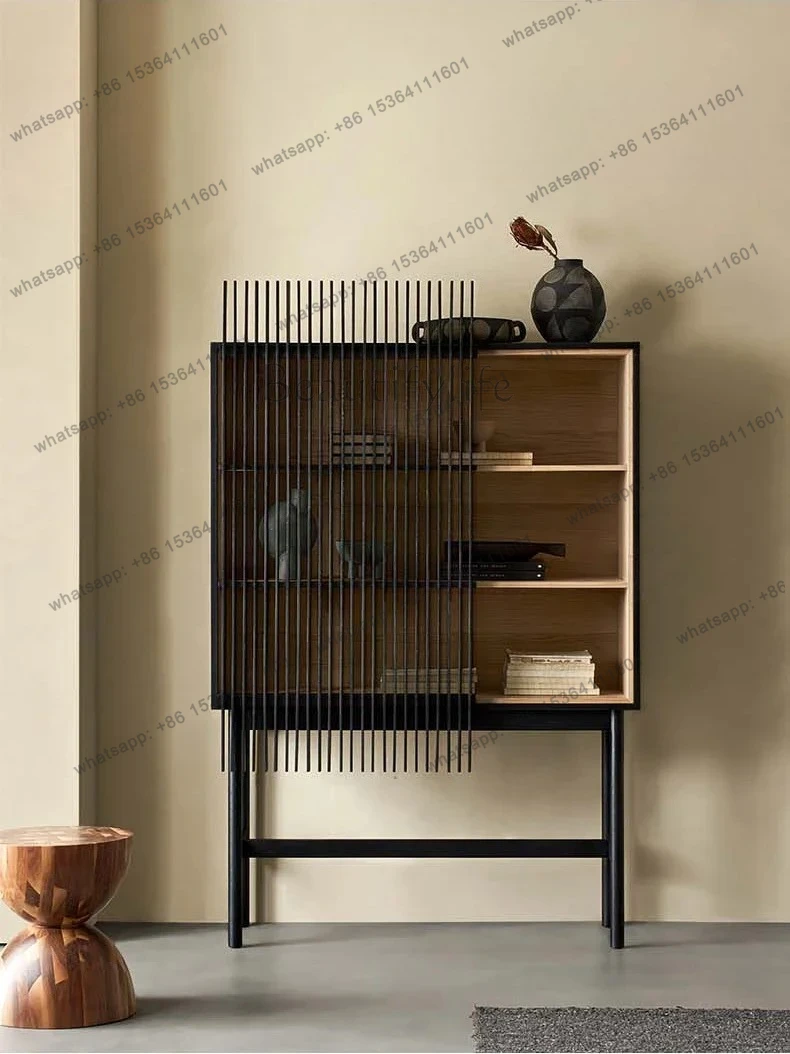 

Twilight Shadow Solid Wood Side Cabinet Black Locker Living Room Decoration Cabinet Display Cabinet Against the Wall