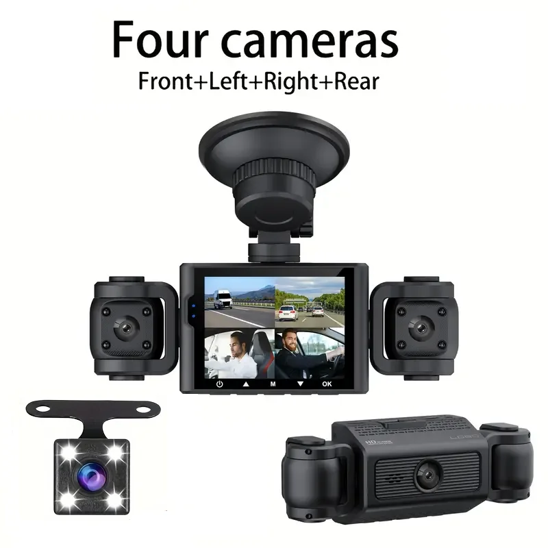 360 Degree Video Recording   Front+Left+Right+Rear HD Lens Car DVR Recorder Dash Cam