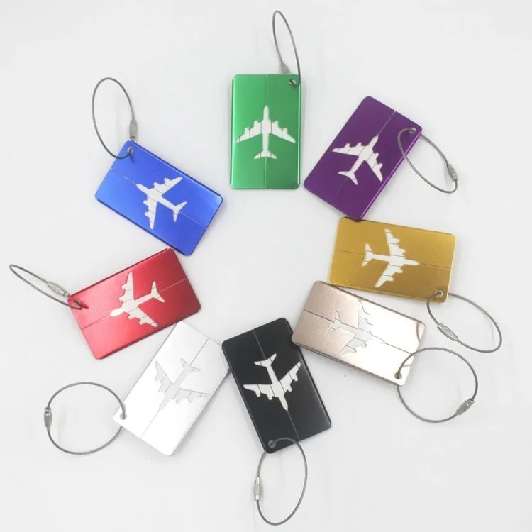 Reisegepäckanhänger aus Aluminiumlegierung, Kofferanhänger, Flugzeug mit Namen, Anti-Verlust, einfarbiges Reisezubehör – Detail 2