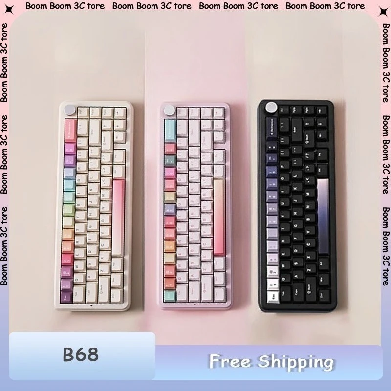 

YUNZII B68 Mechanical Keyboard USB/2.4G/Bluetooth Wireless Tri-Mode Hot Swap Gasket RGB Gaming Office Keyboard for Mac/Win