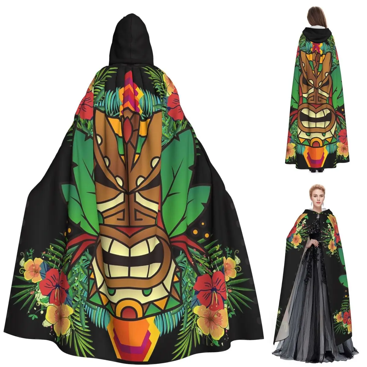 인디언의 민족 상징 티키 긴 후드 망토 마녀 중세 의상 코스프레 케이프 할로윈 파티 성인 유니섹스