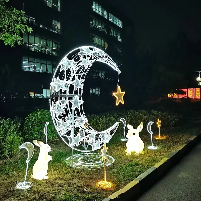 Popular Design Star Moon-Shaped IP65 Out Door Ramadan Halloween Christmas Led 3d Motif Light