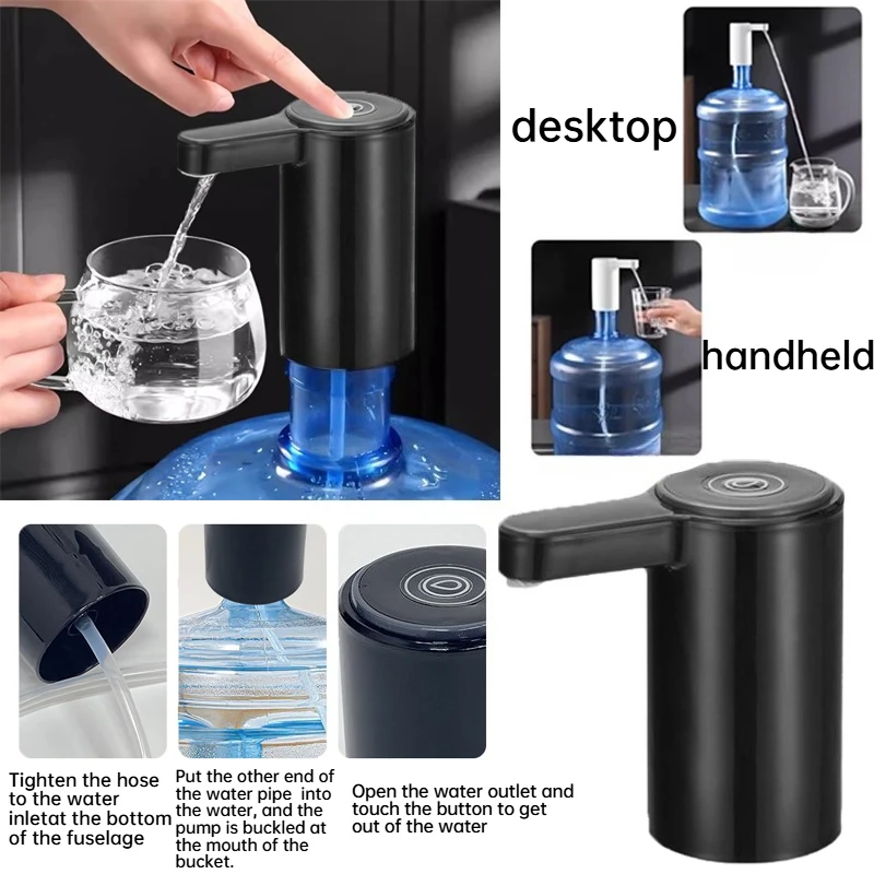 Neue Elektrische Kabellose Selbstansaugende Wasserpumpe für Flaschenwasser, Wiederaufladbar und Tragbar 1200mAh, mit Ein-Klick-Wasserauslass