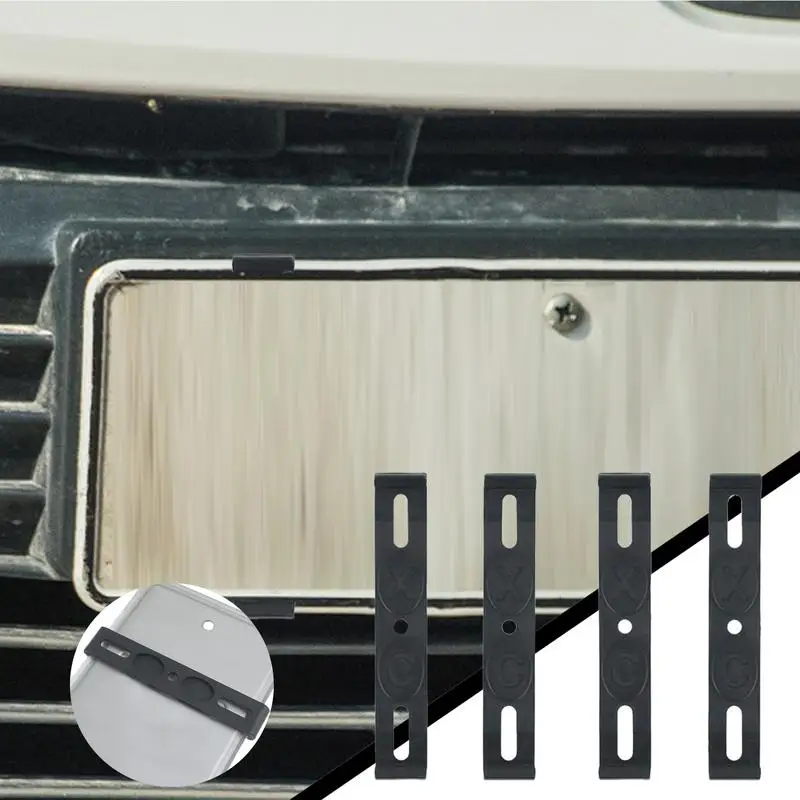 Frameless License Plate Holder 4PCS Weather-Proof Frameless License Plate Frame Car Plate Frame For Front And Rear Car Tags Car