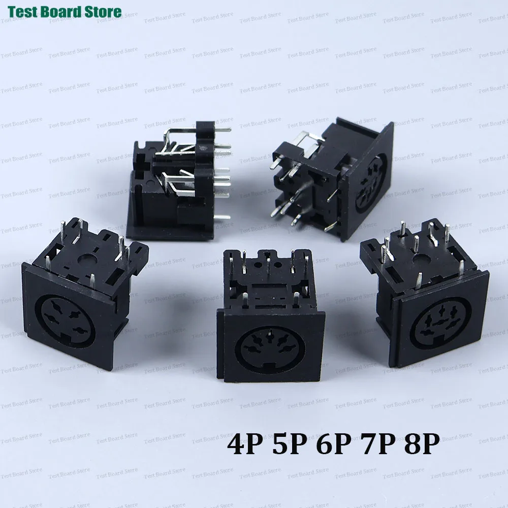 5/10/20Pcs Big S Terminal DIN4 DIN5 DIN6 DIN7 DIN8 Female Socket Connector 4P/5P/6P/7P/8P PCB Panel Mount