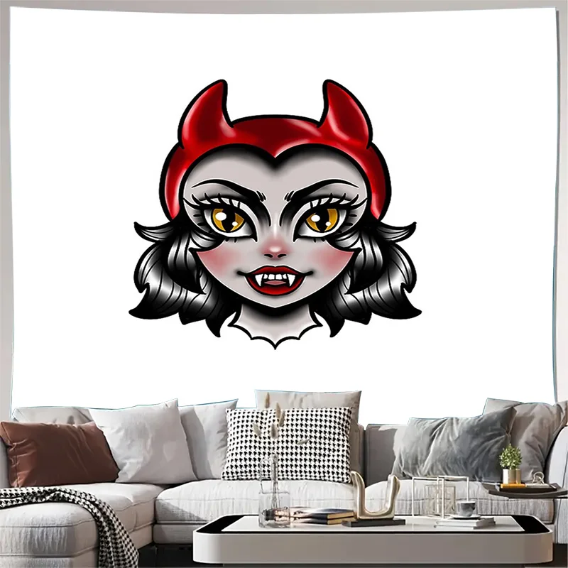 Gothic Anime Tapestry Dark Aesthetic Wall Hanging Room Decor Japanese Otaku Manga Tapestry Bedroom Decor Grunge Vaporwave Wall A