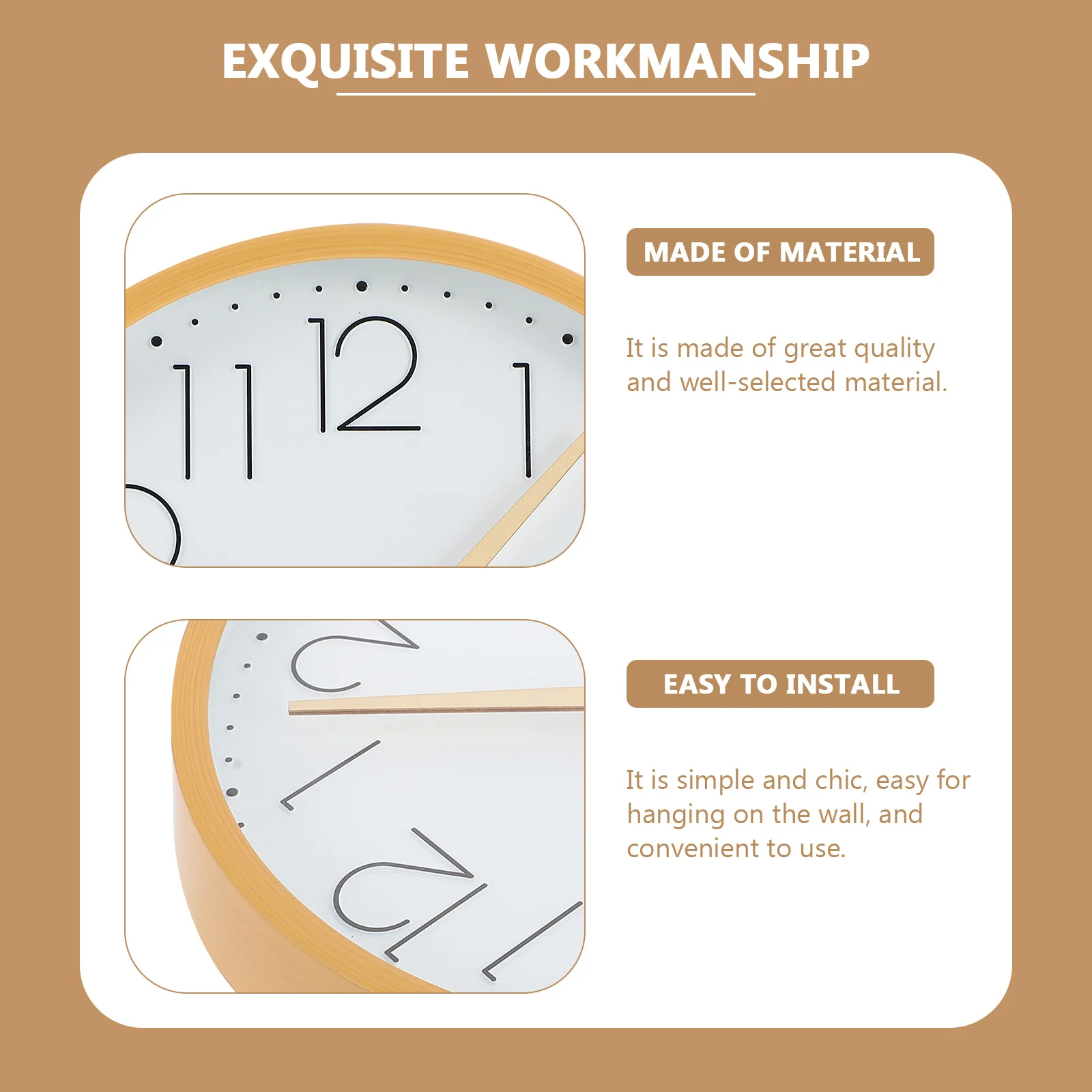 

1pc Stylish Wooden Hanging Decorative Wall Clock Mute Bedroom Living Room Household Simulated Wood Grain