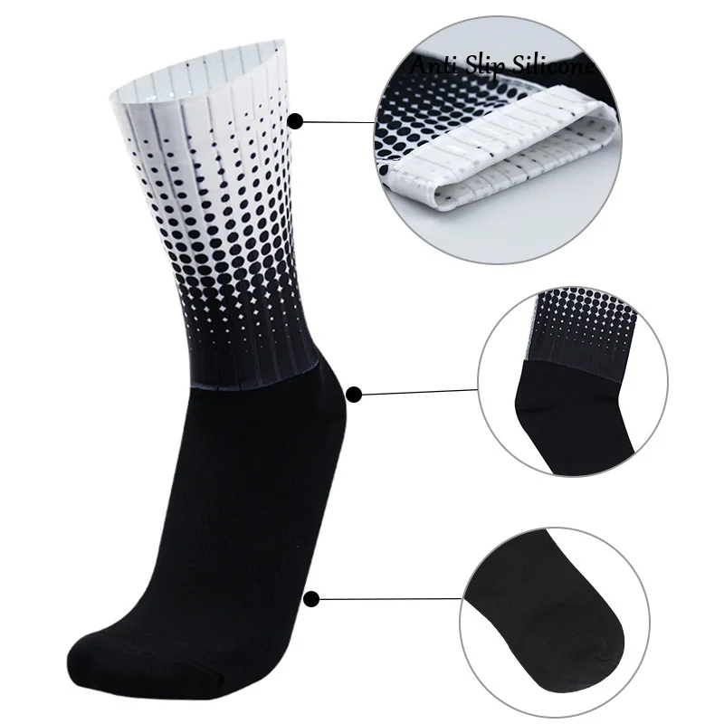 New Style Polka Dot Summer Sports Cycling Socks Non-slip Silicone Pro Outdoor Racing Bike Socks Calcetines Ciclismo