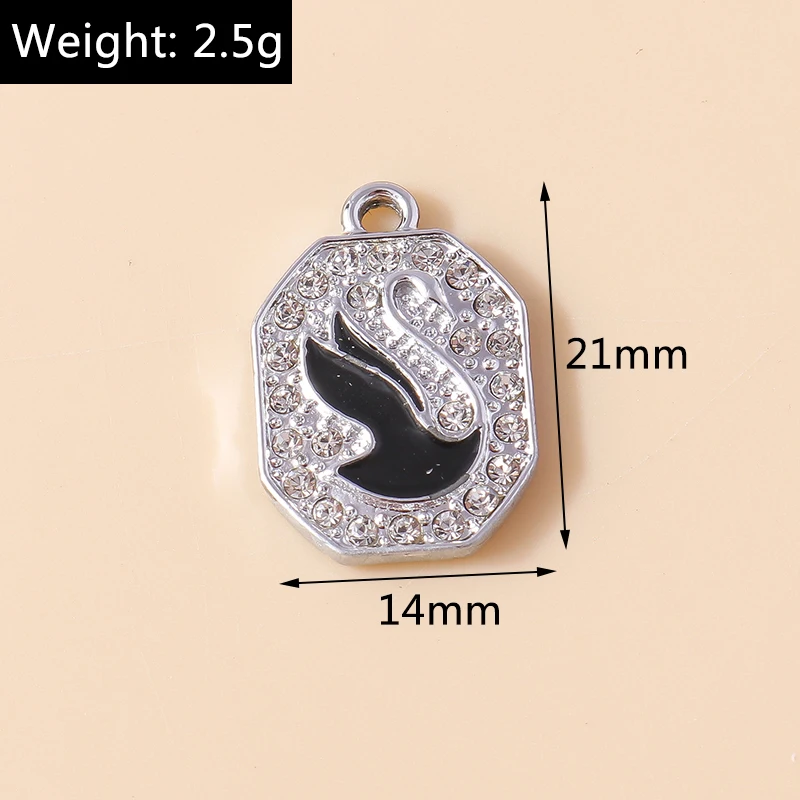 Leslie 10 Stück Legierungsanhänger, exquisite, elegante schwarze Schwan-Anhänger für Halskette, Armband, Ohrringe, handgefertigte Schmuckherstellung – Detail 1