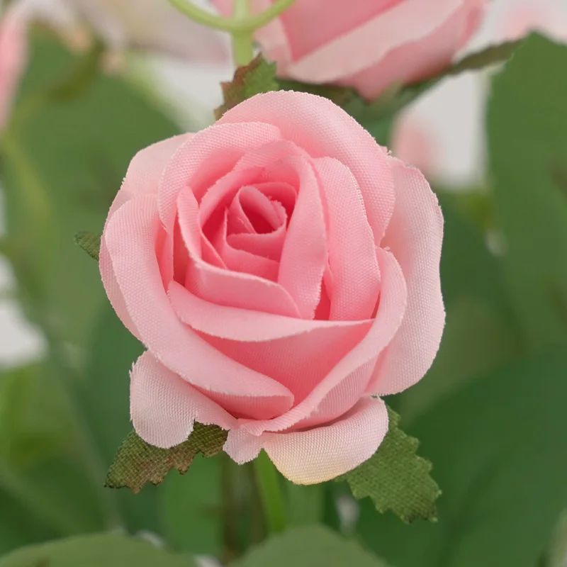 Green Aloes Artificial 8-heads Roses Hydrangea Bouquet Silk Fake Flower Simulation Elsa Coffee Rose Living Room Decoration