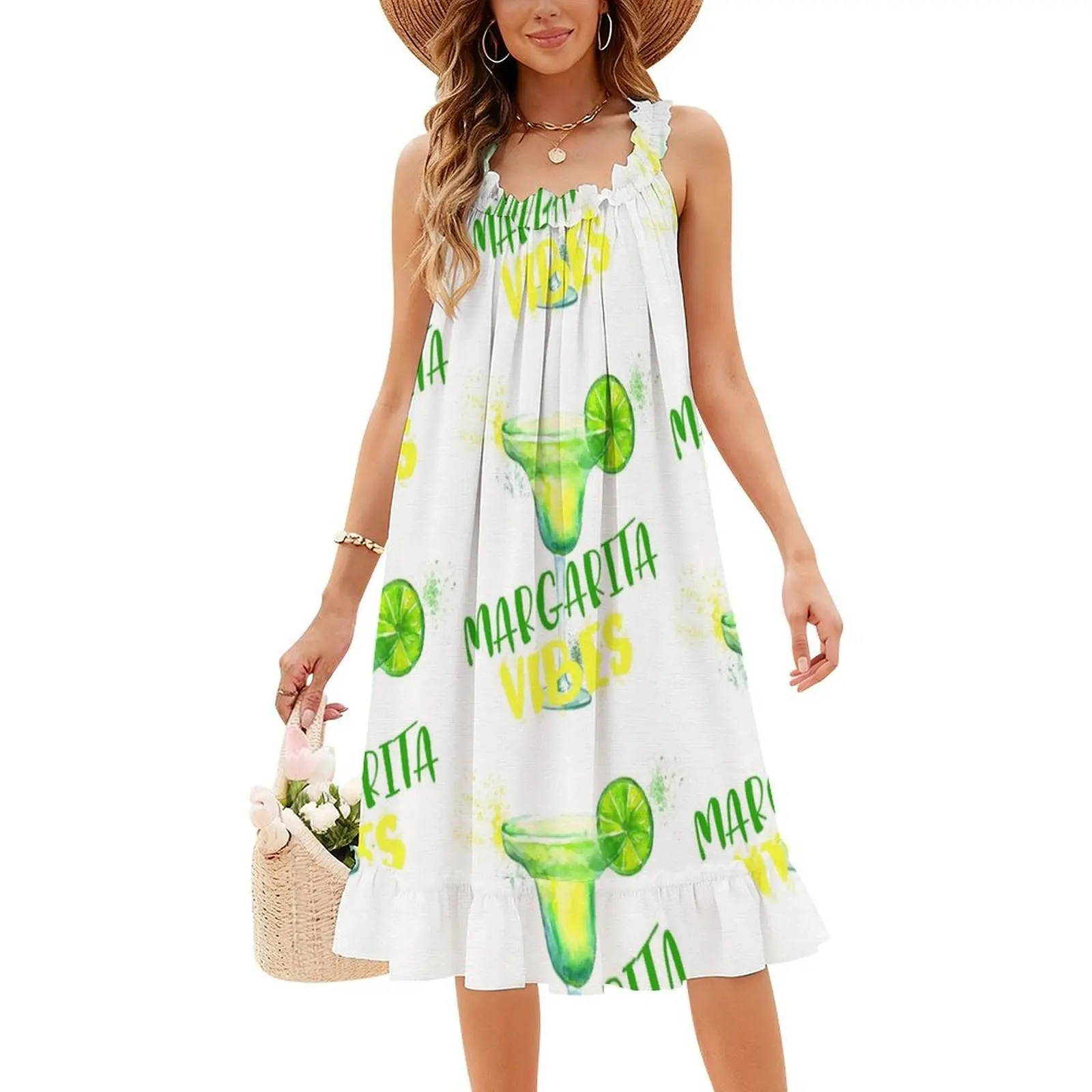 فستان مارغريتا فيبس النسائي الأنيق للحفلات على شكل حرف a مع خيارات قصيرة/طويلة/بدون أكمام مارغريتا تيكيلا مشروب كوكتيل