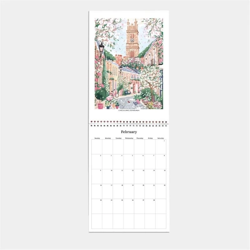 090F 2025 Podróż Kalendarz Ściany Miesięczny Kalendarz Kalendarz 12 miesięcy Referencje od 01/2025 do 12/2025 dla szkoły