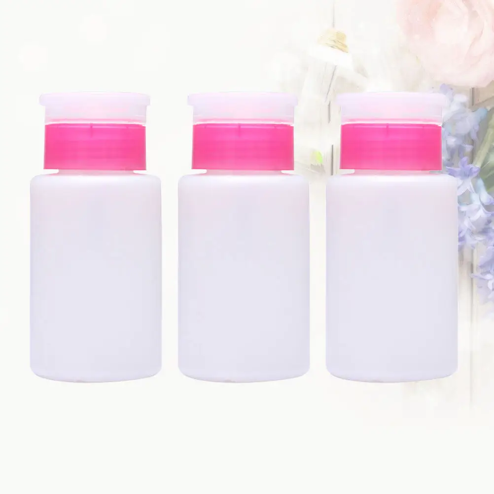 3Pcs Nail Polish Remover Bottle Lockable Plastic Press Pump Dispenser Subpackage Liquid Nail Remover Toner Travel