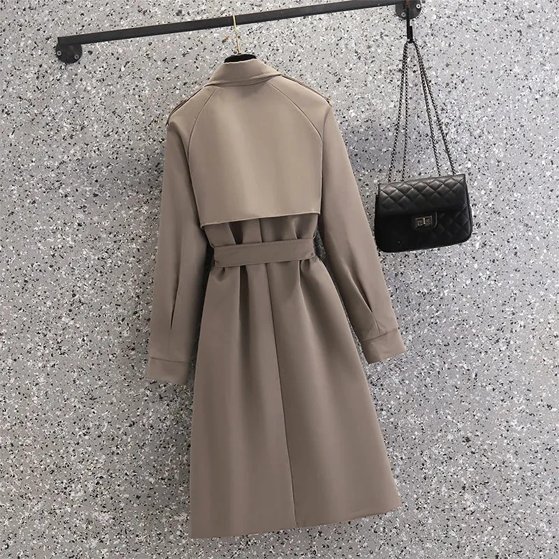 Gabardina Coreana de doble botonadura para mujer, abrigo medio largo, rompevientos, prendas de vestir exteriores, Tops, primavera y otoño, novedad de 2024