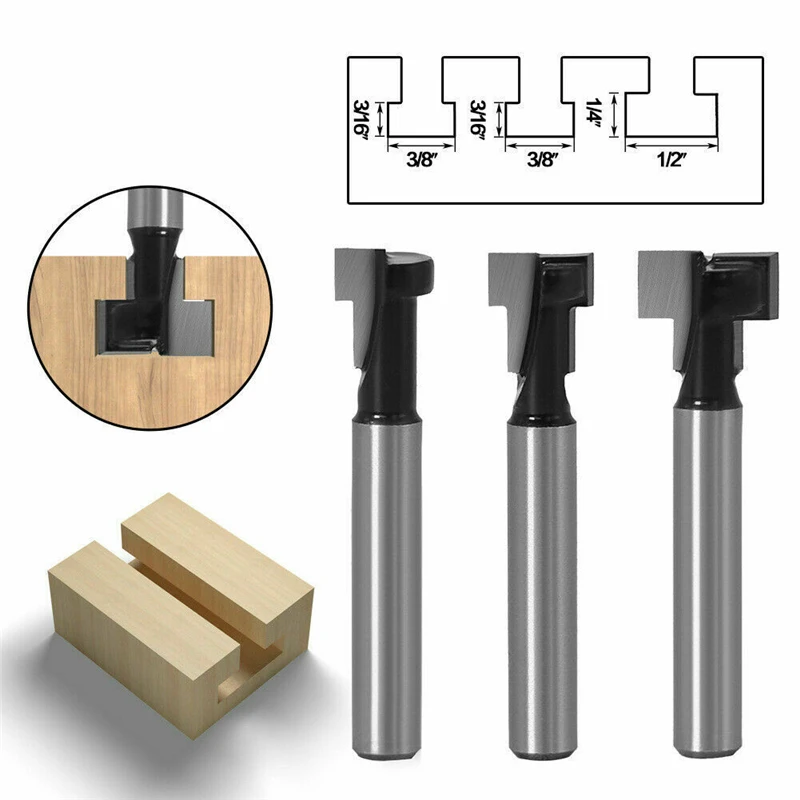 3pcs Shank Milling Cutter Router Bit Set Wood Cutter Carbide Shank Mill Woodworking Engraving Cutting Tools