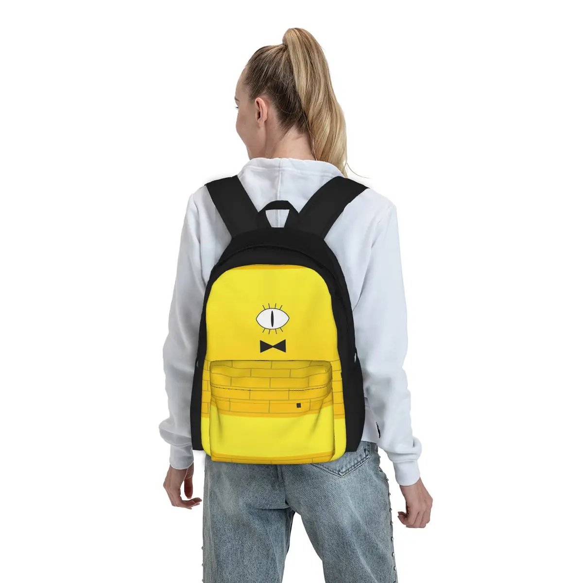 Bill Cipher-mochilas planas para niños y niñas, mochilas escolares de dibujos animados, mochila de viaje, bolso de hombro