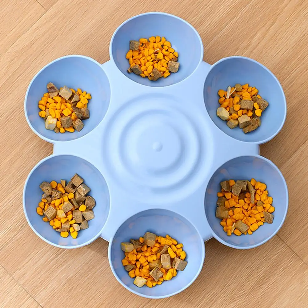 6 In 1 Dog Bowl Puppy Slow Feeder Dog Bowl Cat Water Bottle Bottom Flower Shape Food Container Diet Dish Pet Supplies