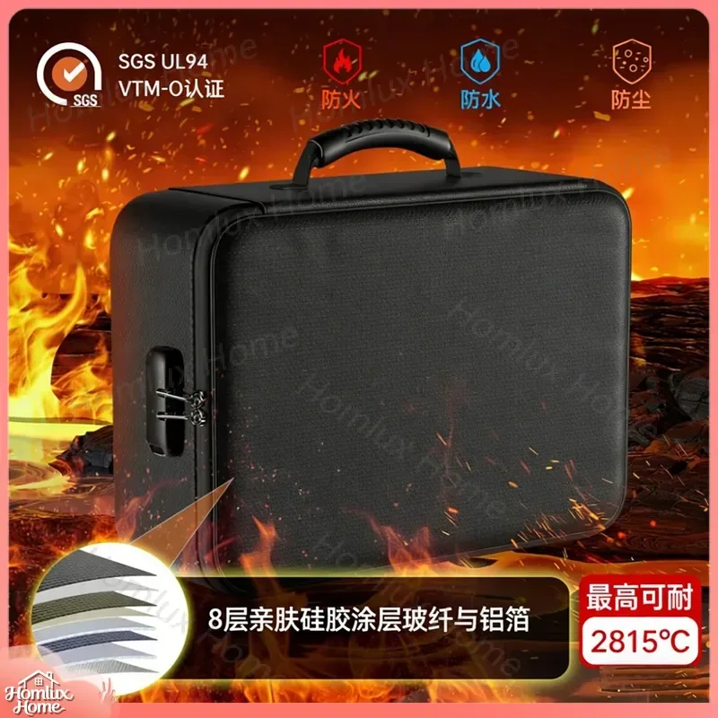 Multi-Function Portable Large Capacity Document Storage Bag Waterproof Fireproof Office Supply for Data Certificate ID