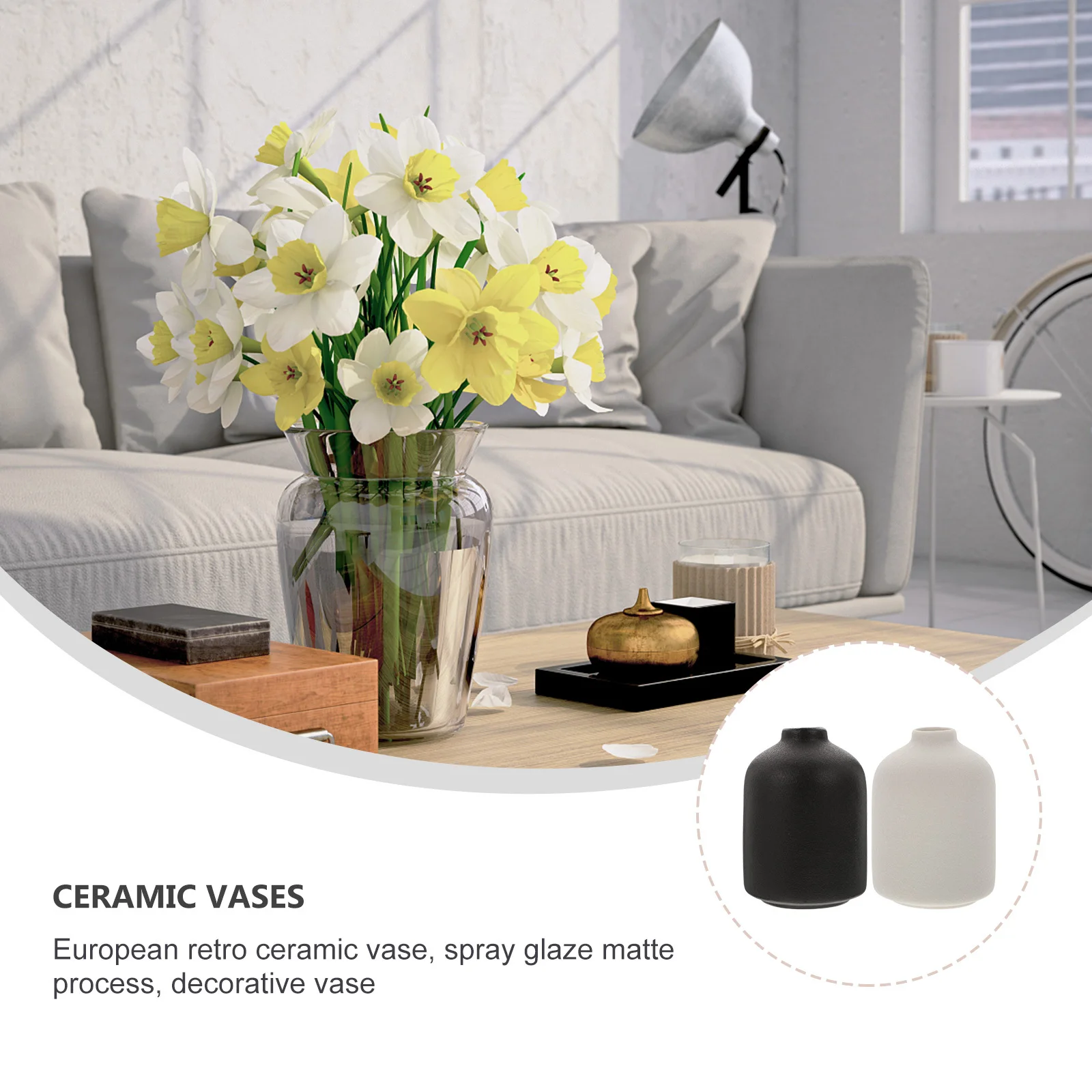 

2Pcs Ceramic Vases Mediterranean Style Simple and Generous Floral Vases Home Decoration Desktop Ornament for Colleagues