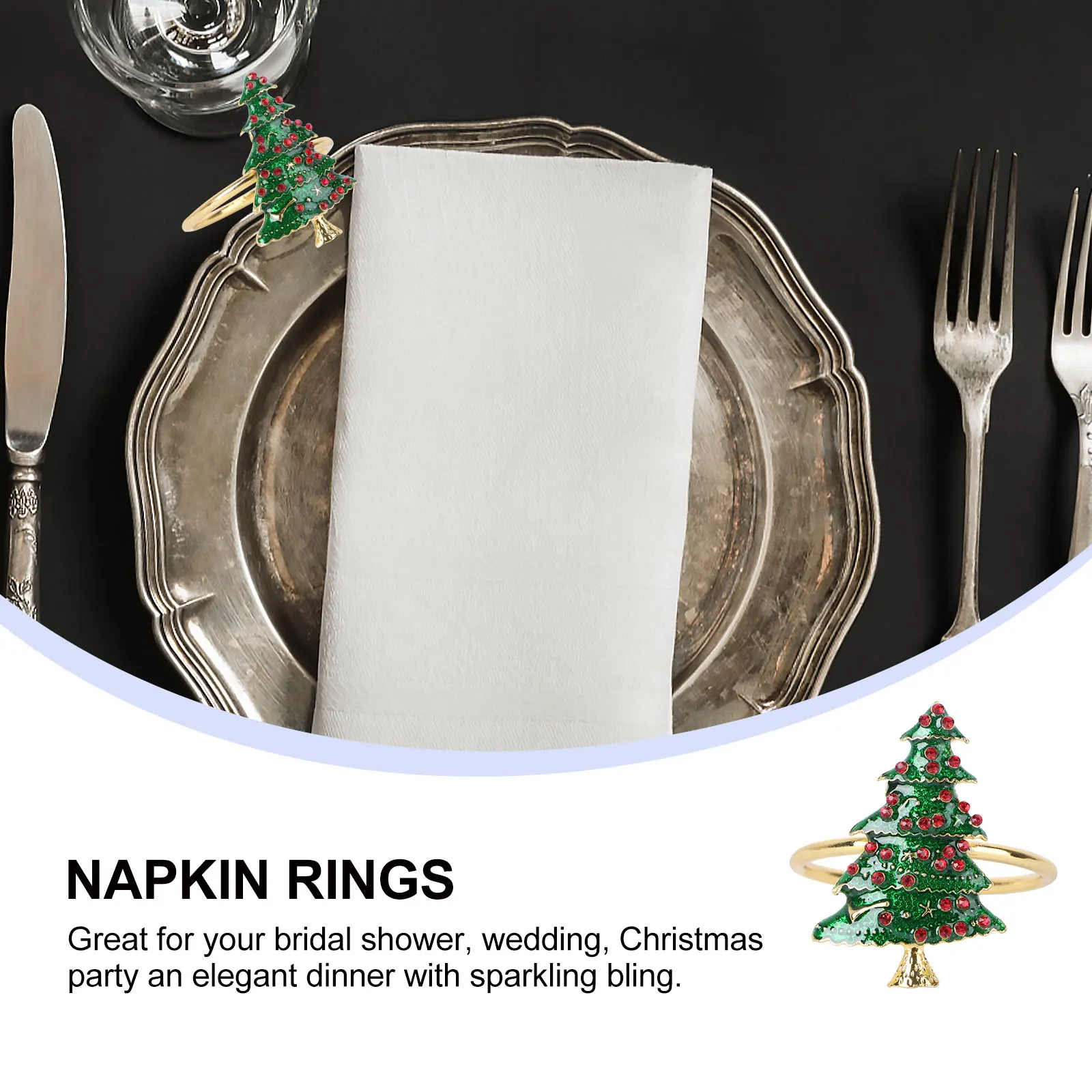 

Napkin Rings Christmas Tree Shape Holders Practical Wedding Party Supplies Elegant Dinner Decorations Holiday Gifts