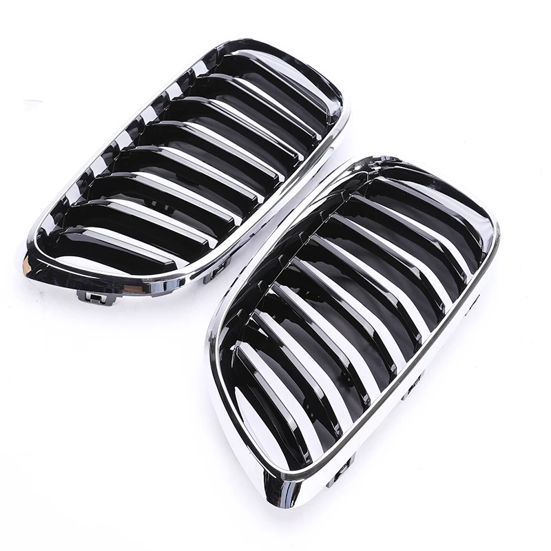 شريحة واحدة كروم فضي الكلى خط مزدوج شواء M اللون مصبغة لسيارات BMW 2 Series F22 F23 M2 F87 218i 220i 228i m240 220d 225d #6