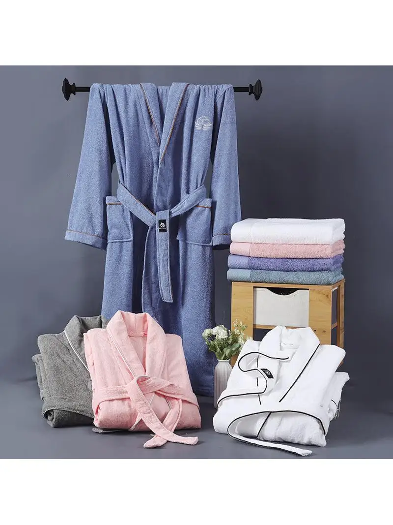 

Hotel Quality Absorbent Cotton Bathrobe for Men And Women Couples Home Stay Spring Autumn Seasonal Use Towel Included