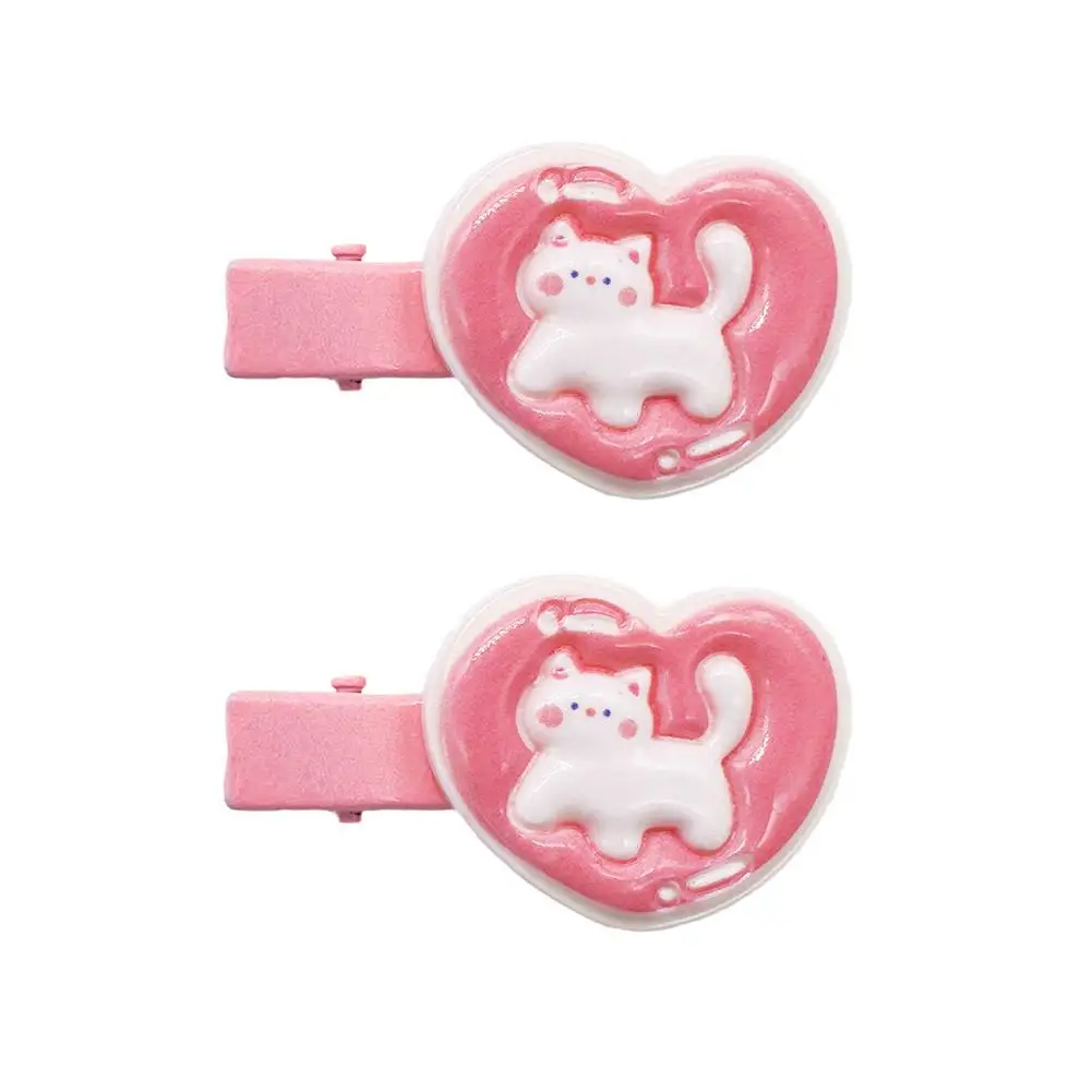 2 Stuks Liefde Haar Clip Roze Eend Snavel Clip Schattig En Clip Zoete Clip Hoofddeksels Met Nieuwe Hart Stijl Cartoon Rand Bang G U9t8