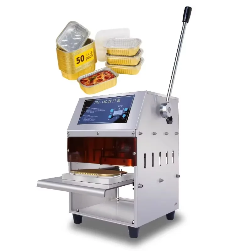 BBQ Meat Tray Sealer Electrically Heated Manual Tofu Soybean Film Chemical Packing Aluminum Container Sealing Machine 184*128