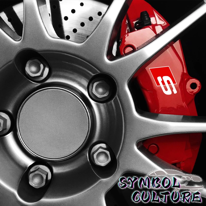 Set of 6pcs Caliper Car Sticker Wheel Hub Sline RS Quattro Ceramic Logo For Audi A3 A4 A5 RS6 RS3 RS4 RS5 RS7 Sport A6 Q3 Q5 Q7