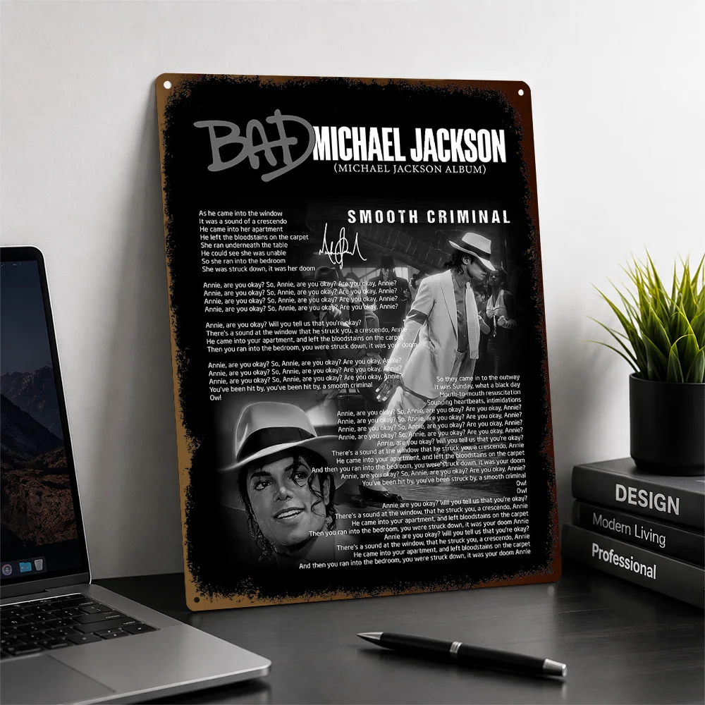 Michael Jackson Smooth Criminal Aluminum Poster Personalized Metal Sign Striking Stage Persona Wall Art Ideal For Home Studios