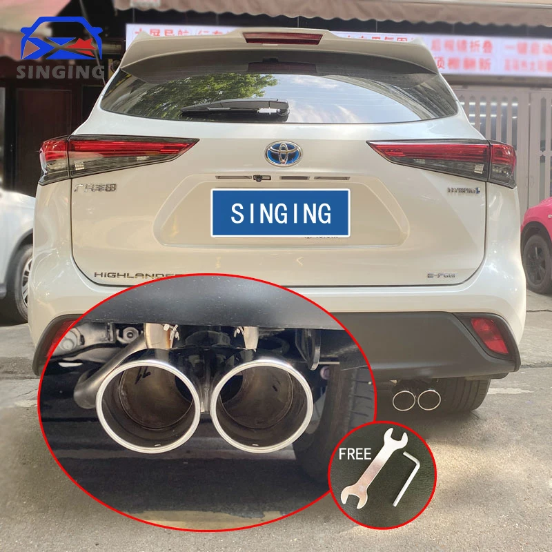 Car Exhaust Tip Stainless Steel double Pipe Tail Muffler Car Accessories For Toyota highlander 2020 2021 2022 2023 bybird