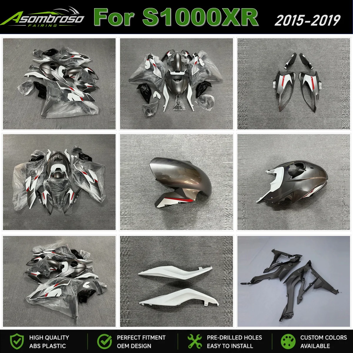 Injection Molded Fairing Fit For BMW S1000XR 2015-2019 Motorbike ABS Plastic Bodywork Panels Gloss Metallic Gunmetal