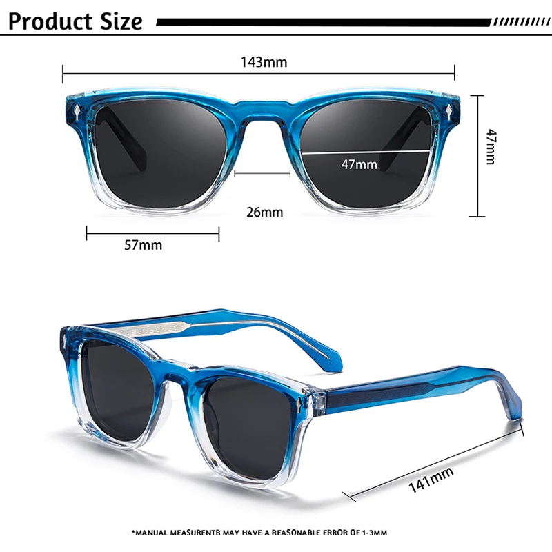 CATERSIDE Occhiali da sole polarizzati da uomo quadrati alla moda Design del marchio Occhiali da sole di tendenza Occhiali da viaggio per feste all'aperto da donna Uv400