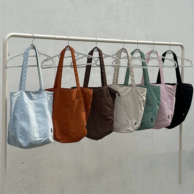 

Hylhexyr Female Student's Casual Tote Solid Color Handbag Shoulder Nylon Cloth Bag For School and Work