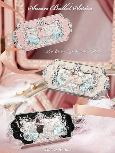 Imagen 2 del producto Colección de Ballet Flower Knows Swan, paleta de 6 colores, rubor en relieve, brillo, lápiz labial, juego de regalo de maquillaje de Ballet de cuento de hadas