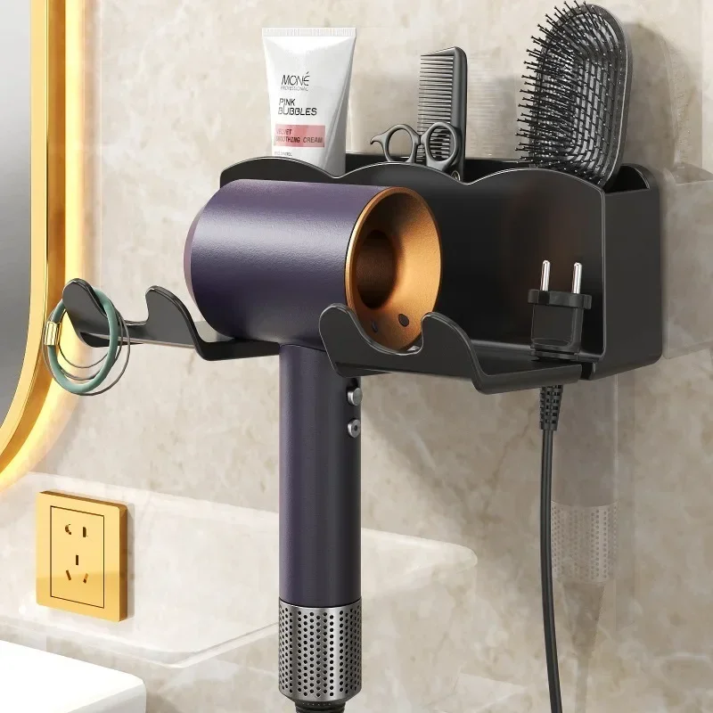 Hair Dryer Shelf No-Punch Bathroom Hair Dryer Holders Bathroom Wall Mounted Hairdryer Storage Place Holder Household Simplicity