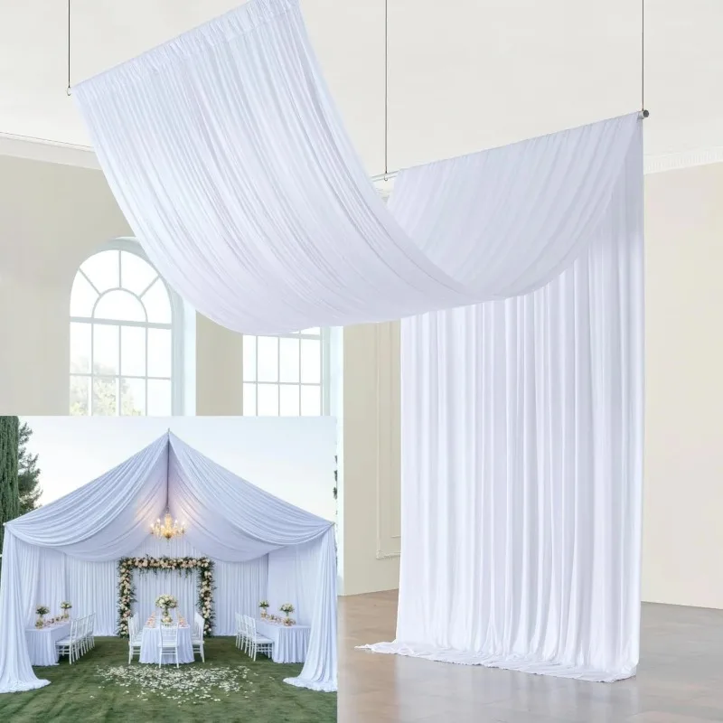 150x610cm Ceiling Curtain Panels Wrinkle-Free Spandex Polyester Drapes for DIY Weddings Birthdays Parties Tent Event Decoration