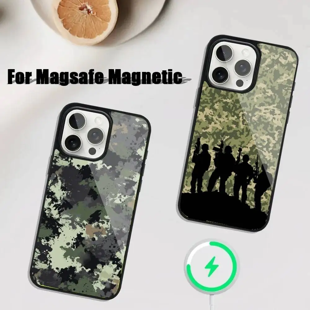

A-Army C-Camouflage Phone Case For iPhone 16,15,14,13,12,11,Plus,Pro,Max Mini Magsafe Magnetic Wireless Charging