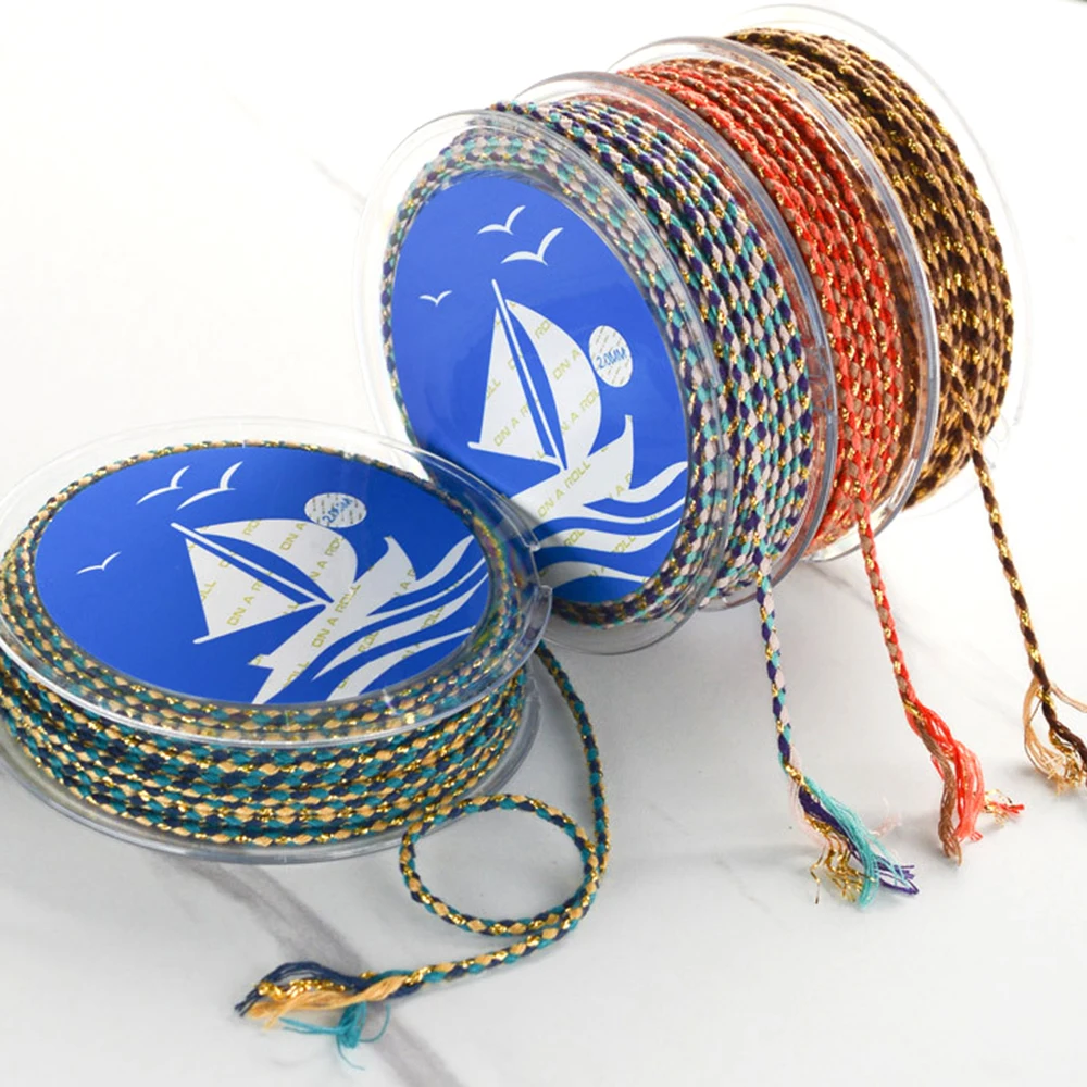 

1 ROLL 2MM Colored Hand-Rolled Cotton Thread, Gold Thread, Woven Rope, DIY Jewelry Making Bracelet Necklace, Bracelet