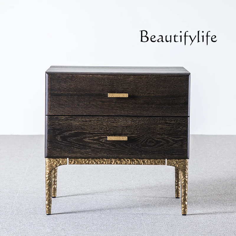 

Premium sense Nordic oak drawer bedside table design sense light luxury end of the bed
