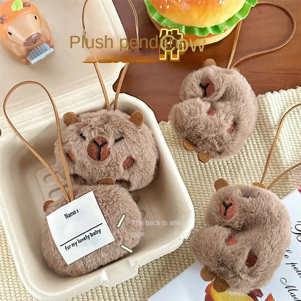 New Plush Capybara Keychain Cartoon Fluffty Animal Doll Capybara Doll Brooch Bag Pendant Key Ring Pendant Men Women