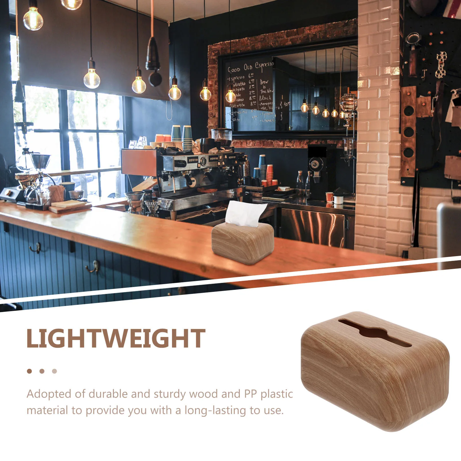 

Paper Tissue Box Simulated Wood Grain Design Abs Material Rustic Style Household Tissue Storage Holder For Home